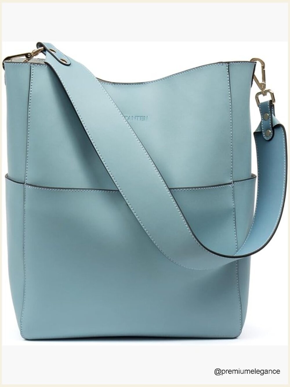Leather Designer Tote Bag with Removable Pouch, Fits Laptop